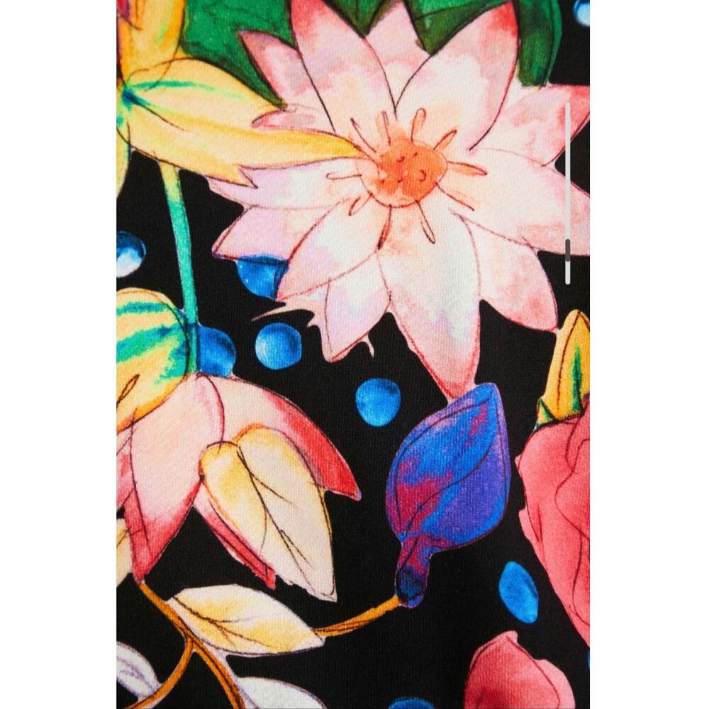 Desigual Floral Tropical Sweatshirt Hooded Kangaroo Front Pocket Lightweight S - Picture 11 of 15
